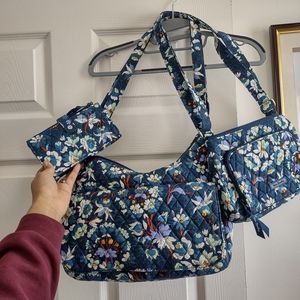 Beautiful 3 piece blue floral Vera Bradley bag and wallet set. Great condition!